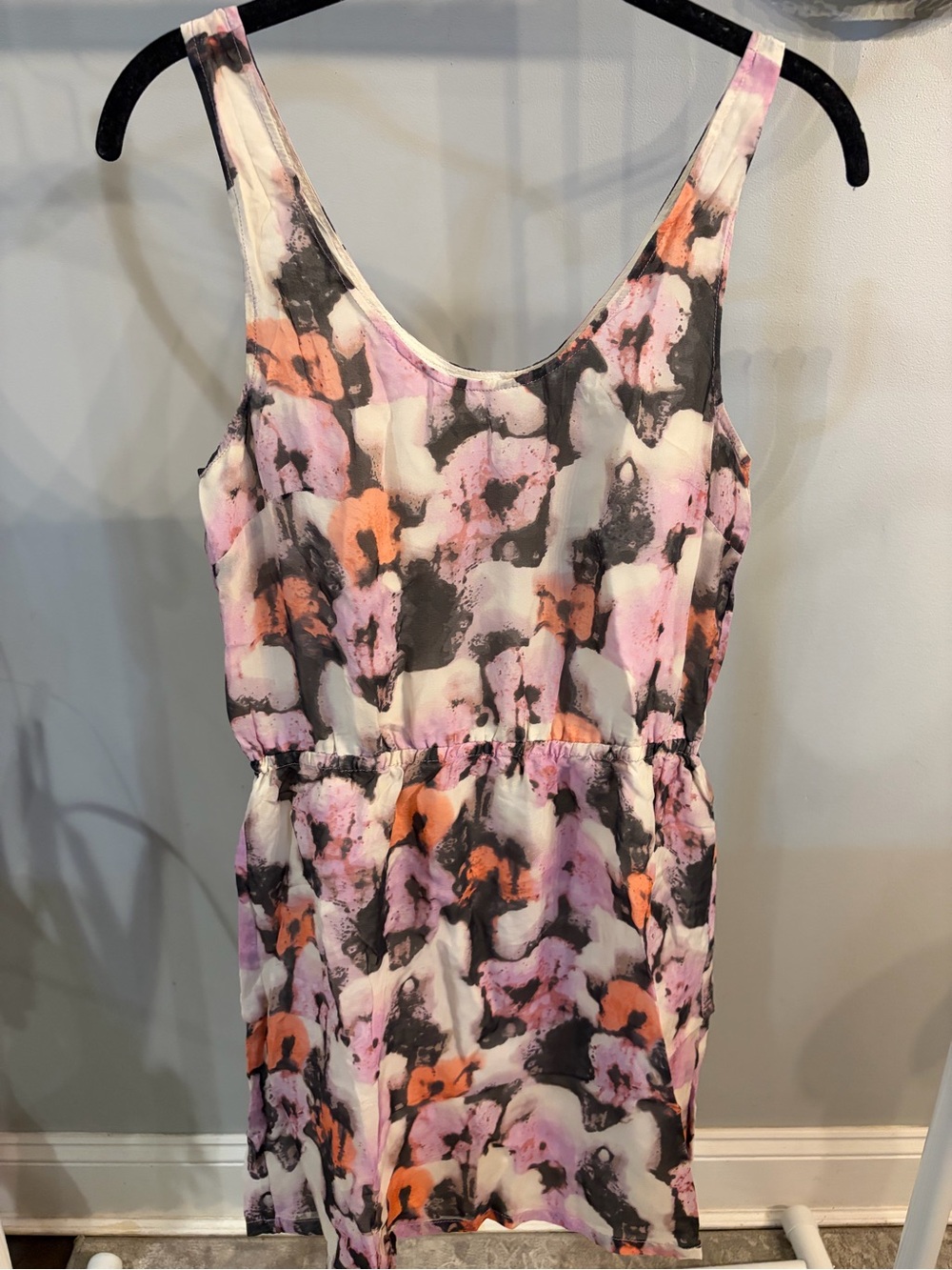 J.Crew 100% Silk Watercolor Floral Sleeveless Mini Dress Purple Orange Size 2